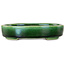 Oval green bonsai pot by Terahata Satomi Mazan - 160 x 130 x 34 mm