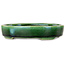 Oval green bonsai pot by Terahata Satomi Mazan - 160 x 130 x 34 mm