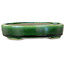 Pot à bonsaï ovale vert par Terahata Satomi Mazan - 160 x 130 x 34 mm