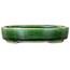 Oval green bonsai pot by Terahata Satomi Mazan - 160 x 130 x 34 mm