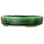 Oval green bonsai pot by Terahata Satomi Mazan - 160 x 130 x 34 mm