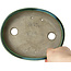 Oval green bonsai pot by Terahata Satomi Mazan - 160 x 130 x 34 mm