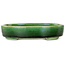 Oval green bonsai pot by Terahata Satomi Mazan - 160 x 130 x 34 mm