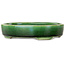 Oval green bonsai pot by Terahata Satomi Mazan - 160 x 130 x 34 mm