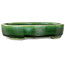 Oval green bonsai pot by Terahata Satomi Mazan - 160 x 130 x 34 mm