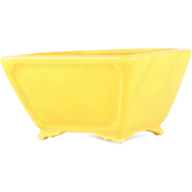 Pot à bonsaï carré jaune de Seizan - 103 x 104 x 57 mm