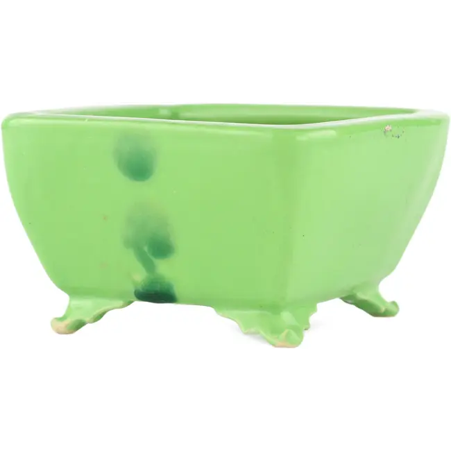 Vaso bonsai quadrato verde di Seizan - 100 x 97 x 55 mm