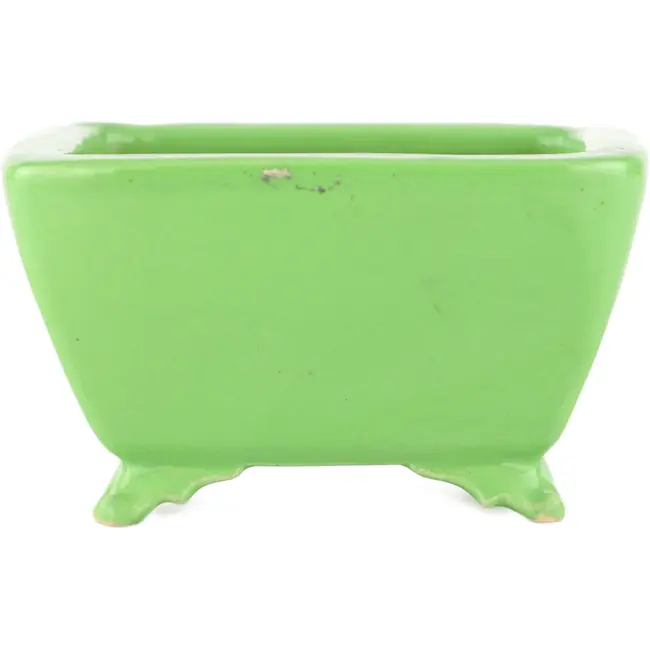 Square green bonsai pot by Seizan - 100 x 97 x 55 mm