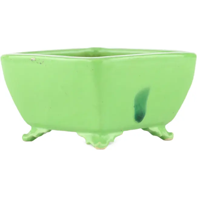 Maceta cuadrada verde para bonsái de Seizan - 100 x 97 x 55 mm