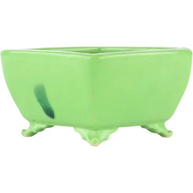 Pot à bonsaï carré vert de Seizan - 100 x 97 x 55 mm