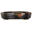 Oval brown bonsai pot by Terahata Satomi Mazan - 140 x 115 x 30 mm