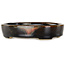 Oval brown bonsai pot by Terahata Satomi Mazan - 140 x 115 x 30 mm