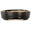 Oval brown bonsai pot by Terahata Satomi Mazan - 140 x 115 x 30 mm