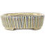 Ovalwhite, blue and brown  bonsai pot by Terahata Satomi Mazan - 132 x 105 x 32 mm