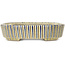 Oval white, blue and brown  bonsai pot by Terahata Satomi Mazan - 132 x 105 x 32 mm
