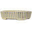 Ovale witte, blauwe en bruine bonsaipot van Terahata Satomi Mazan - 132 x 105 x 32 mm
