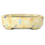 Oval warm white and multicolor bonsai pot by Terahata Satomi Mazan - 140 x 115 x 30 mm