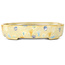 Oval warm white and multicolor bonsai pot by Terahata Satomi Mazan - 140 x 115 x 30 mm