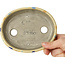 Oval warm white and multicolor bonsai pot by Terahata Satomi Mazan - 140 x 115 x 30 mm