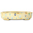 Oval warm white and multicolor bonsai pot by Terahata Satomi Mazan - 140 x 115 x 30 mm