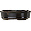 Oval brown bonsai pot by Terahata Satomi Mazan - 135 x 110 x 35 mm