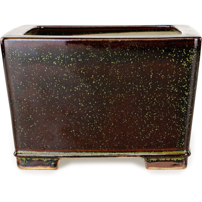 Pot à bonsaï carré marron et or de Reiho - 230 x 230 x 150 mm