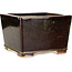Vierkante kastanjebruine en goudkleurige bonsaipot van Reiho - 230 x 230 x 150 mm