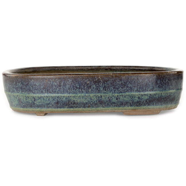 Vaso bonsai cinese antico blu e marrone di Nakawatari - 325 x 225 x 72 mm