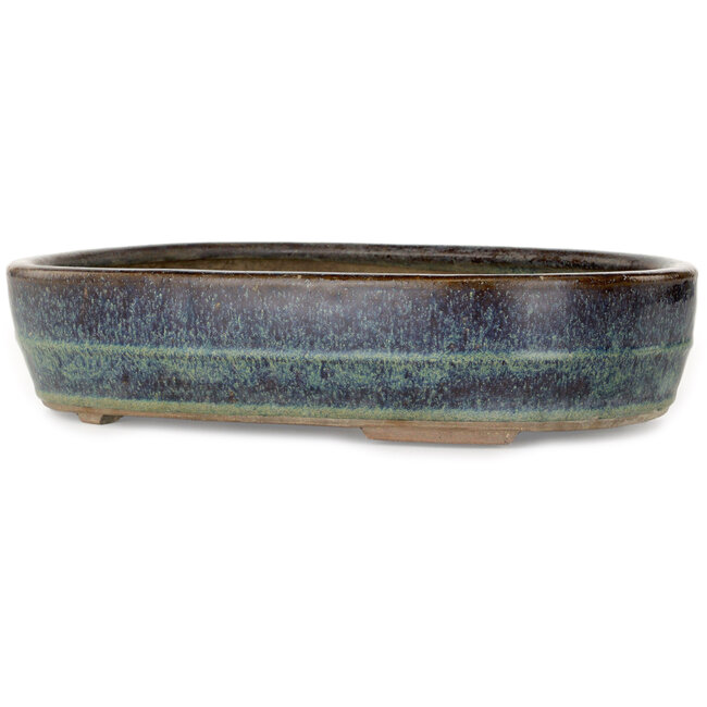 Maceta antigua china para bonsái, azul y marrón, de Nakawatari - 325 x 225 x 72 mm