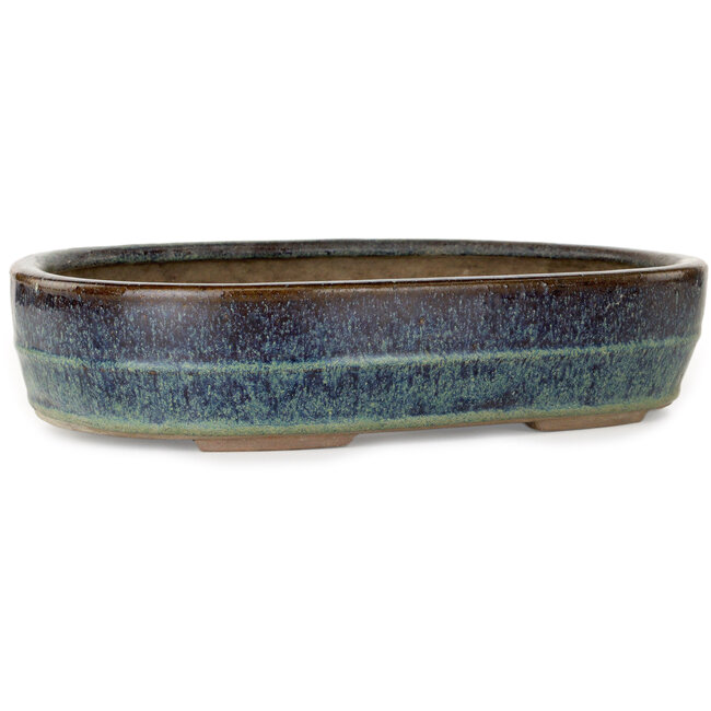 Vaso bonsai cinese antico blu e marrone di Nakawatari - 325 x 225 x 72 mm