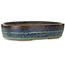 Pot à bonsaï ancien chinois bleu et brun de Nakawatari - 325 x 225 x 72 mm