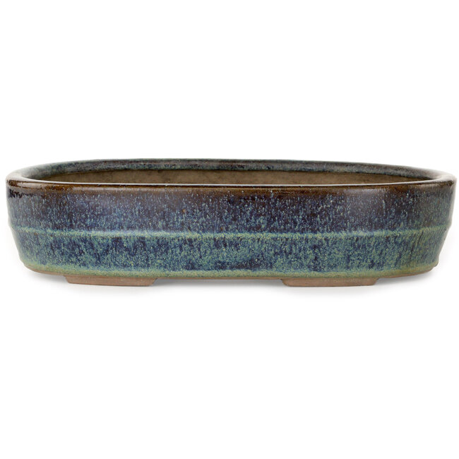 Maceta antigua china para bonsái, azul y marrón, de Nakawatari - 325 x 225 x 72 mm