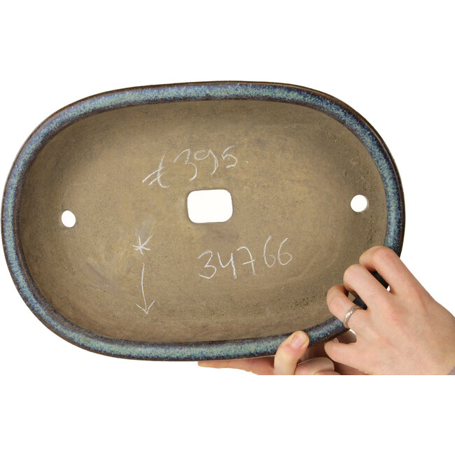 Antiker chinesischer Bonsai-Topf in Blau und Braun aus Nakawatari – 325 x 225 x 72 mm