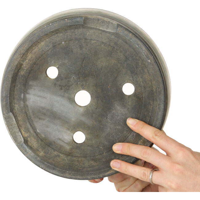 Round green bonsai pot by Aiba Koyou - 245 x 245 x 125 mm