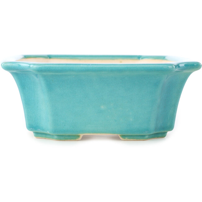 Pot à bonsaï rectangulaire moyen bleu-vert par Yixing - 220 x 180 x 60 mm