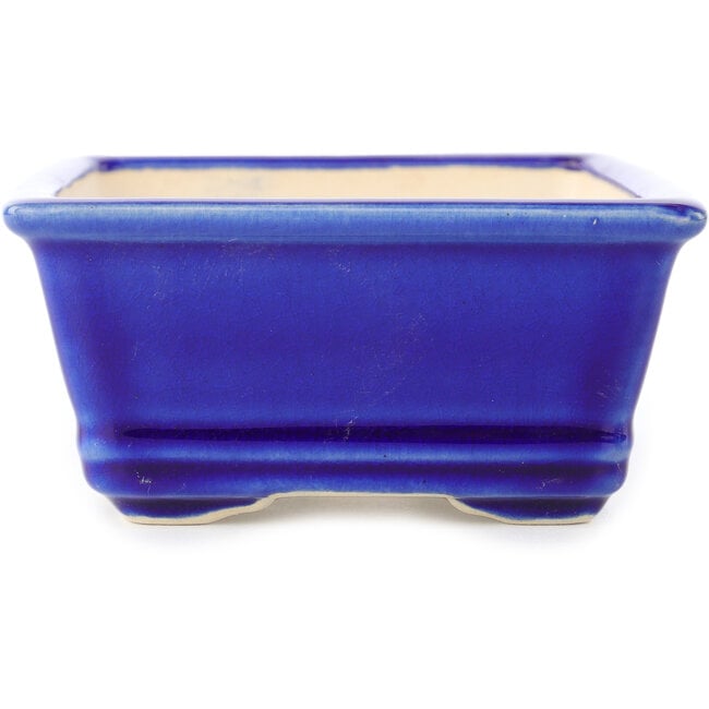 Maceta rectangular para bonsái azul oscuro de Yixing - 180 x 130 x 50 mm