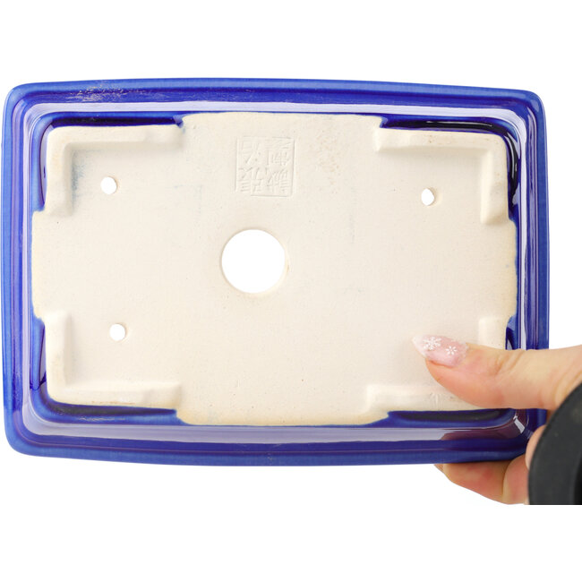 Rechteckige dunkelblaue Bonsaischale von Yixing – 180 x 130 x 50 mm