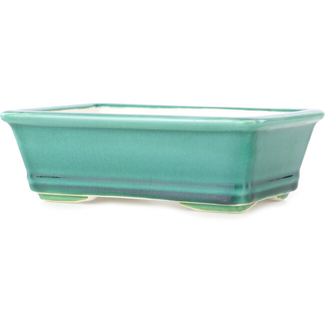 Maceta rectangular para bonsái verde oscuro de Yixing - 180 x 130 x 50 mm