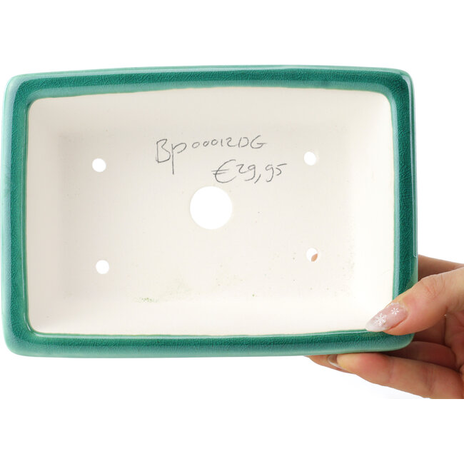 Pot à bonsaï rectangulaire vert foncé par Yixing - 180 x 130 x 50 mm