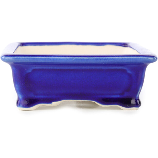 Maceta rectangular para bonsái azul oscuro de Yixing - 180 x 125 x 60 mm