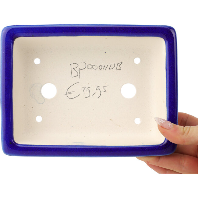 Maceta rectangular para bonsái azul oscuro de Yixing - 180 x 125 x 60 mm