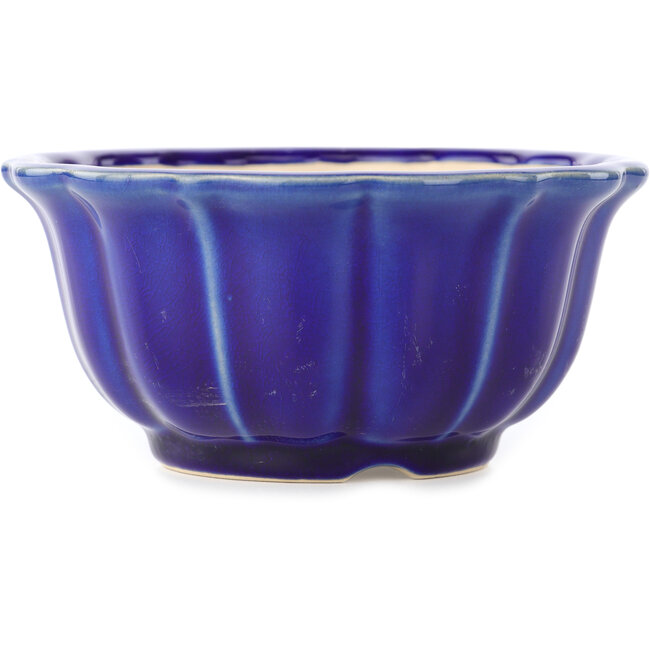 Maceta redonda para bonsái azul oscuro de Yixing - 135 x 135 x 65 mm