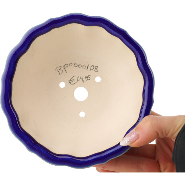 Maceta redonda para bonsái azul oscuro de Yixing - 135 x 135 x 65 mm