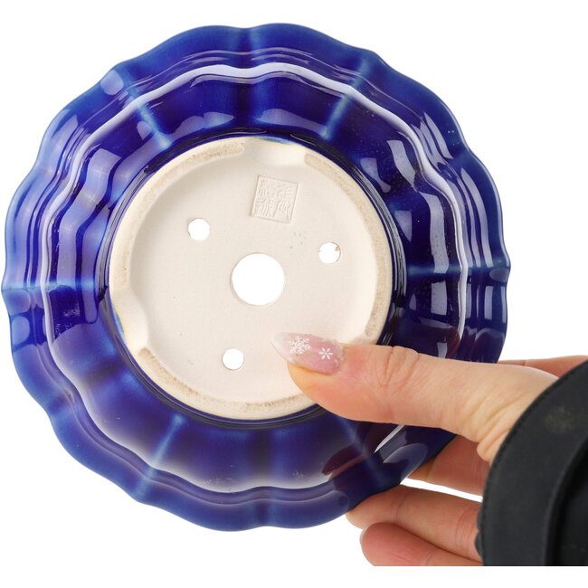 Runde dunkelblaue Bonsaischale von Yixing – 135 x 135 x 65 mm