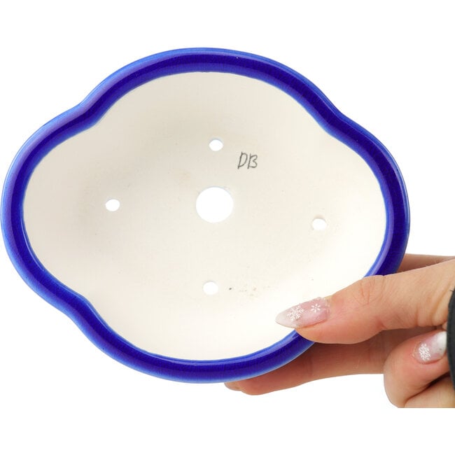 Mokko-Bonsaischale in Dunkelblau von Yixing – 135 x 110 x 50 mm