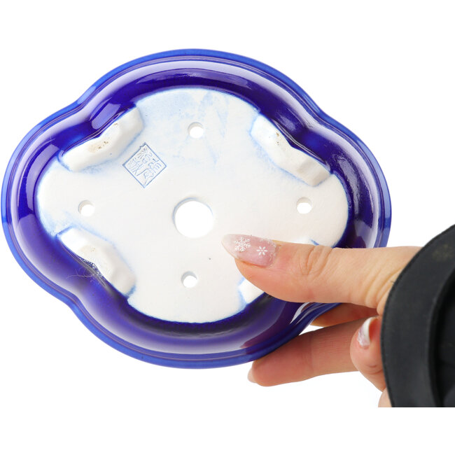 Maceta para bonsái Mokko azul oscuro de Yixing - 135 x 110 x 50 mm