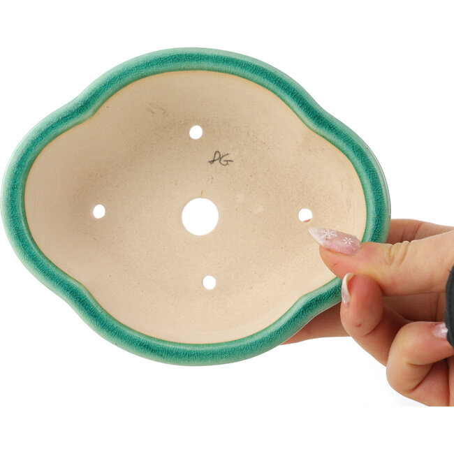 Maceta para bonsái Mokko verde oscuro de Yixing - 135 x 110 x 50 mm