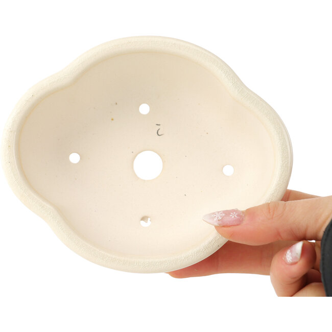 Maceta para bonsái Mokko color marfil de Yixing - 135 x 110 x 50 mm