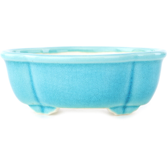 Pot à bonsaï moyen Mokko bleu-vert par Yixing - 135 x 110 x 50 mm