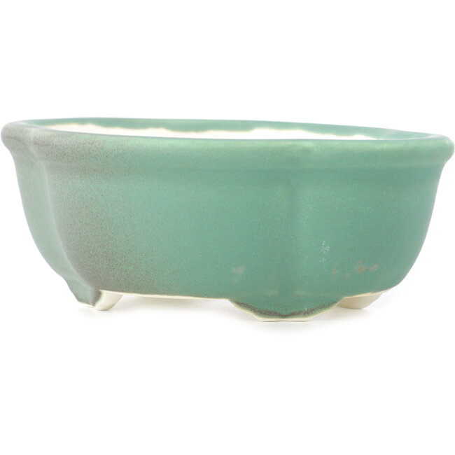 Maceta para bonsái Mokko verde mediana de Yixing - 135 x 110 x 50 mm